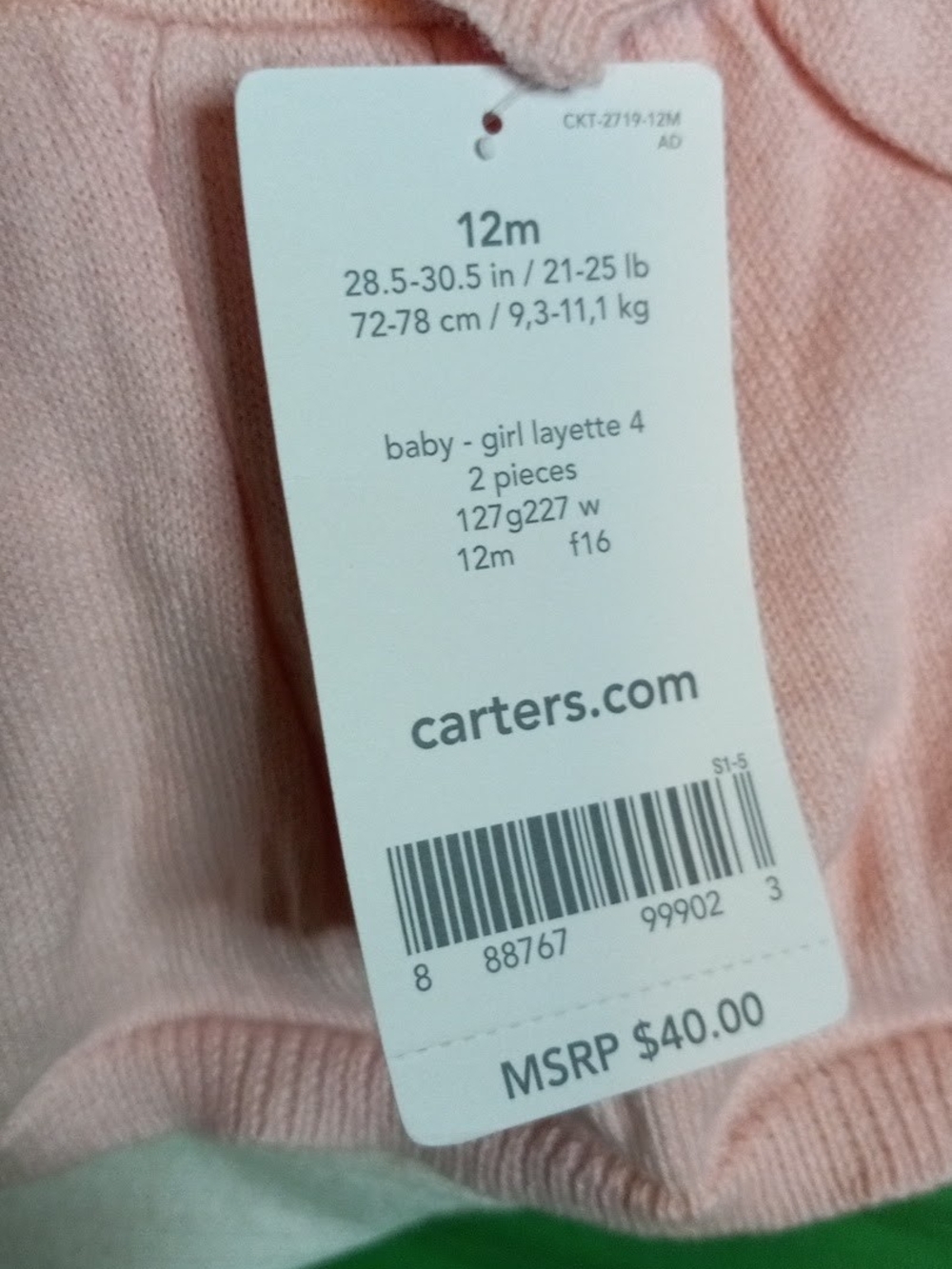 Carter's Pink Knit Peplum Top with Cream Leggings Set - Picture 5 of 5
